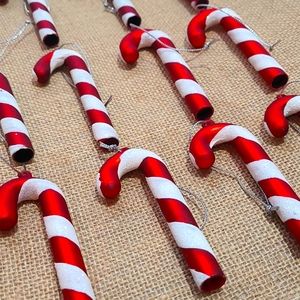 12 Glass Candy Cane Ornaments